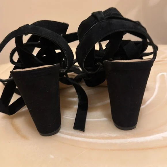 INC International Concepts Womens Kailey Suede Open Toe, Black Suede - Picture 3 of 6